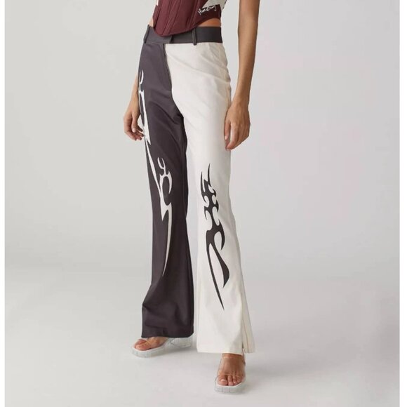House of Sunny Pants - House of Sunny Total Tribal High Waist Light Flare Stretch Pant US 4 Chocolate